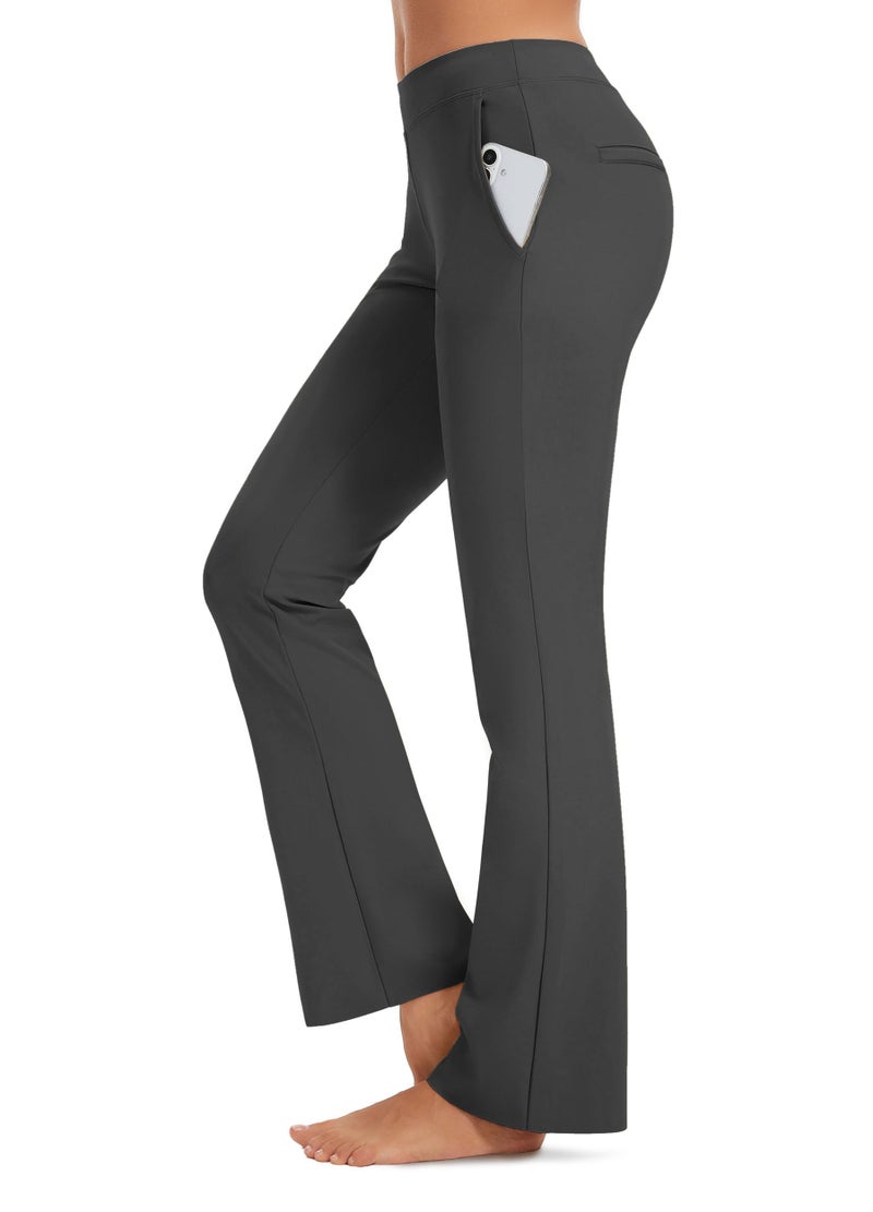 Safort 31" 34" Women Bootcut Yoga Tall Dress Pants Flare Long Trousers Work Stretchy Business Casual Slacks Pockets, 34", Grey, XL - Image 2